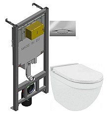 Комплект подвесной унитаз Jaquar Solo SLS-WHT-6953BIUFSM + система инсталляции Jacob Delafon E29025-NF + E29027-CP