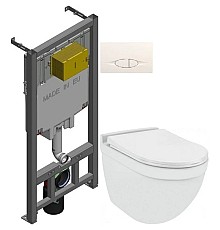 Комплект подвесной унитаз Jaquar Solo SLS-WHT-6953BIUFSM + система инсталляции Jacob Delafon E29025-NF + E29026-01R