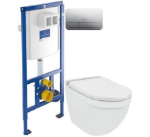 Комплект подвесной унитаз Jaquar Solo SLS-WHT-6953BIUFSM + система инсталляции Villeroy & Boch 92246100 + 92249061