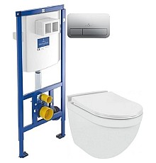 Комплект подвесной унитаз Jaquar Solo SLS-WHT-6953BIUFSM + система инсталляции Villeroy & Boch 92246100 + 92249061