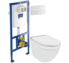 Комплект подвесной унитаз Jaquar Solo SLS-WHT-6953BIUFSM + система инсталляции Villeroy & Boch 92246100 + 92249068