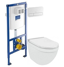 Комплект подвесной унитаз Jaquar Solo SLS-WHT-6953BIUFSM + система инсталляции Villeroy & Boch 92246100 + 92249068