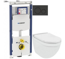 Комплект подвесной унитаз Jaquar Solo SLS-WHT-6953BIUFSM + система инсталляции Geberit 111.362.00.5 + 115.882.DW.1