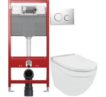 Комплект подвесной унитаз Jaquar Solo SLS-WHT-6953BIUFSM + система инсталляции Tece 9300302 + 9240921