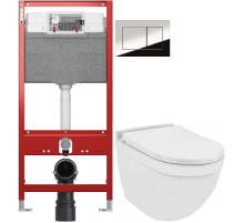 Комплект подвесной унитаз Jaquar Solo SLS-WHT-6953BIUFSM + система инсталляции Tece 9300302 + 9240401