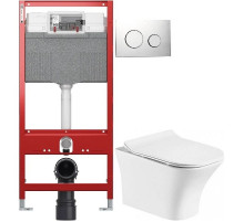 Комплект подвесной унитаз Orange C02-100W + система инсталляции Tece 9300302 + 9240921