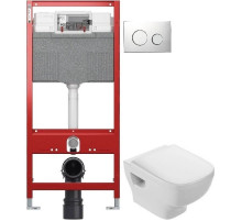 Комплект подвесной унитаз Jacob Delafon Struktura EDF102-00 + E4272-00 + система инсталляции TECE 9300302 + 9240921