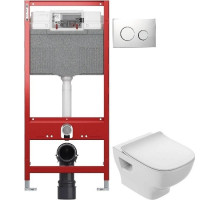 Комплект подвесной унитаз Jacob Delafon Struktura EDF102-00 + E70025-00 + система инсталляции TECE 9300302 + 9240921