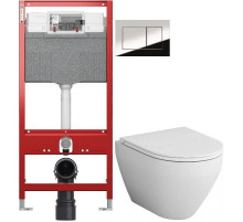 Комплект подвесной унитаз Am.Pm Spirit 2.0 C701700WH + C707857WH + система инсталляции Tece 9300302 + 9240401