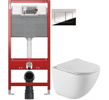 Комплект подвесной унитаз BelBagno Amanda BB051CHR + BB051SC + система инсталляции TECE 9300302 + 9240401