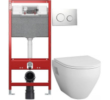 Комплект подвесной унитаз Am.Pm Spirit 2.0 C701738WH + C707857WH + система инсталляции Tece 9300302 + 9240921