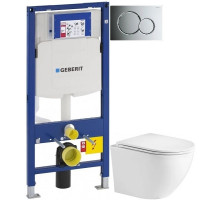 Комплект подвесной унитаз WeltWasser Merzbach 004GL-WT 10000003661 + система инсталляции Geberit 111.300.00.5 + 115.770.21.5 + 111.815.00.1