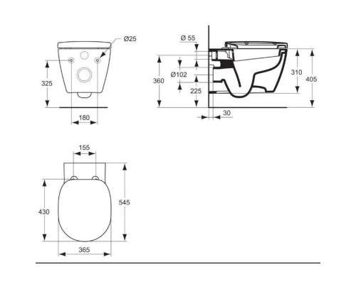 Купить Комплект подвесной унитаз Ideal Standard Connect E803501 + E712701 + система инсталляции Geberit 111.300.00.5 + 115.770.21.5 + 111.815.00.1 в магазине сантехники Santeh-Crystal.ru