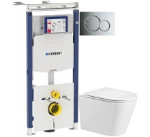 Комплект подвесной унитаз WeltWasser Salzbach 004GL-WT 10000003666 + система инсталляции Geberit 111.362.00.5 + 115.770.21.5