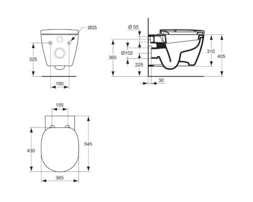 Заказать Комплект подвесной унитаз Ideal Standard Connect E803501 + E712701 + система инсталляции Geberit 111.362.00.5 + 115.770.21.5 в магазине сантехники Santeh-Crystal.ru