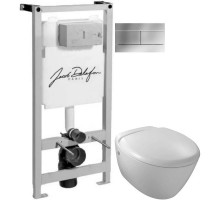 Комплект подвесной унитаз Jacob Delafon Presquile E4440-00 + система инсталляции Jacob Delafon E5504-NF + E4316-CP