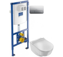 Комплект подвесной унитаз Jacob Delafon Odeon Rive Gauche EDR102-00 + E24889-00 + система инсталляции Villeroy & Boch 92246100 + 92249061
