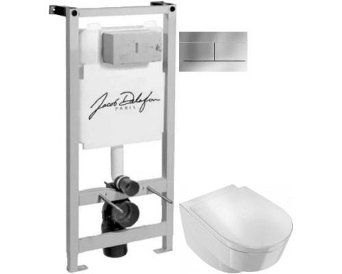 Приобрести Комплект подвесной унитаз Jacob Delafon Odeon Rive Gauche EDR102-00 + E24888-00 + система инсталляции Jacob Delafon E5504-NF + E4316-CP в магазине сантехники Santeh-Crystal.ru