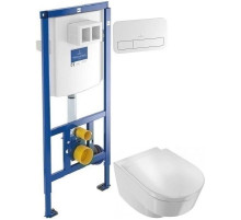 Комплект подвесной унитаз Jacob Delafon Odeon Rive Gauche EDR102-00 + E24888-00 + система инсталляции Villeroy & Boch 92246100 + 92249068