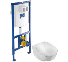 Комплект подвесной унитаз Jacob Delafon Odeon Rive Gauche EDR102-00 + E24888-00 + система инсталляции Villeroy & Boch 92246100