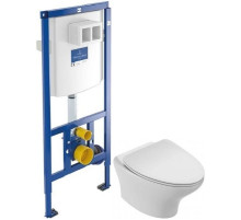 Комплект подвесной унитаз Jacob Delafon Nouvelle Vague EDJ102-00 + E20069-00 + система инсталляции Villeroy & Boch 92246100