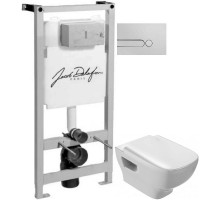 Комплект подвесной унитаз Jacob Delafon Struktura EDE102-00 + E70024-00 + система инсталляции Jacob Delafon E5504-NF + E4326-CP