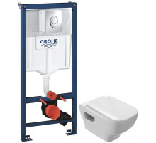 Комплект подвесной унитаз Jacob Delafon Struktura EDE102-00 + E4270-00 + система инсталляции Grohe 38721001