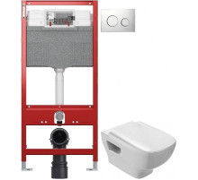 Комплект подвесной унитаз Jacob Delafon Struktura EDE102-00 + E4270-00 + система инсталляции Tece 9300302 + 9240921