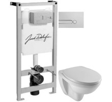 Комплект подвесной унитаз Jacob Delafon Patio EDV102-00 + E70021-00 + система инсталляции Jacob Delafon E5504-NF + E4326-CP