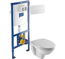 Комплект подвесной унитаз Jacob Delafon Patio EDV102-00 + E70021-00 + система инсталляции Villeroy & Boch 92246100 + 92249068