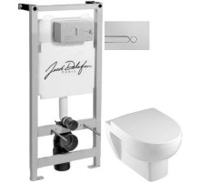 Комплект подвесной унитаз Jacob Delafon Odeon Up E4764-00+8409K + система инсталляции Jacob Delafon E5504-NF + E4326-CP