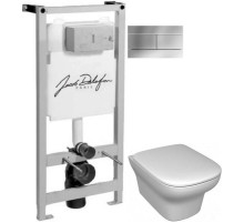 Комплект подвесной унитаз Jacob Delafon Vox EDM102-00 + E20142-00 + система инсталляции Jacob Delafon E5504-NF + E4316-CP