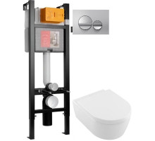 Комплект подвесной унитаз Villeroy & Boch Avento 5656HR01 + система инсталляции Jacob Delafon E33131RU-NF + E20859-CP-MTC