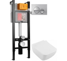 Комплект подвесной унитаз Villeroy & Boch Venticello 4611RSR1 + система инсталляции Jacob Delafon E33131RU-NF + E20859-CP-MTC