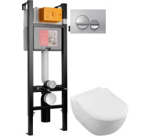 Комплект подвесной унитаз Villeroy & Boch Subway 2.0 5614R2R1 + система инсталляции Jacob Delafon E33131RU-NF + E20859-CP-MTC