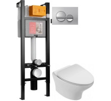 Комплект подвесной унитаз Jacob Delafon Nouvelle Vague EDJ102-00 + E20069-00 + система инсталляции Jacob Delafon E33131RU-NF + E20859-CP-MTC