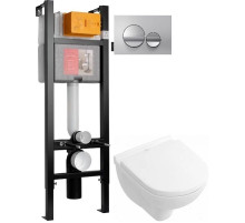 Комплект подвесной унитаз Villeroy & Boch O.Novo 5688H101 + система инсталляции Jacob Delafon E33131RU-NF + E20859-CP-MTC