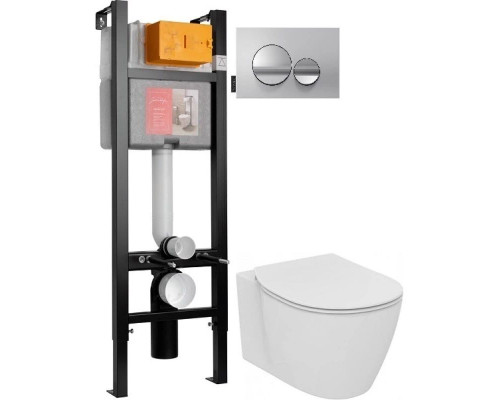 Приобрести Комплект подвесной унитаз Ideal Standard Connect E771801 + E772401 + система инсталляции Jacob Delafon E33131RU-NF + E20859-CP-MTC в магазине сантехники Santeh-Crystal.ru