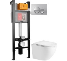 Комплект подвесной унитаз WeltWasser Merzbach 004GL-WT 10000003661 + система инсталляции Jacob Delafon E33131RU-NF + E20859-CP-MTC