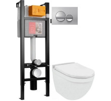 Комплект подвесной унитаз Jaquar Solo SLS-WHT-6953BIUFSM + система инсталляции Jacob Delafon E33131RU-NF + E20859-CP-MTC