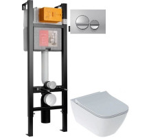 Комплект подвесной унитаз Geberit Smyle Square 500.685.01.1 + система инсталляции Jacob Delafon E33131RU-NF + E20859-CP-MTC