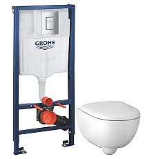 Комплект подвесной унитаз Geberit Renova Compact 500.803.00.1 + система инсталляции Grohe 38772001