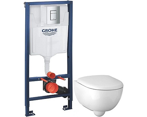 Заказать Комплект подвесной унитаз Geberit Renova Compact 500.803.00.1 + система инсталляции Grohe 38772001 в магазине сантехники Santeh-Crystal.ru