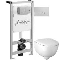 Комплект подвесной унитаз Geberit Renova Compact 500.803.00.1 + система инсталляции Jacob Delafon E5504-NF + E4326-CP