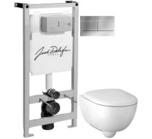 Комплект подвесной унитаз Geberit Renova Compact 500.803.00.1 + система инсталляции Jacob Delafon E5504-NF + E4316-CP