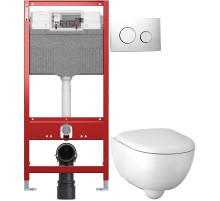 Комплект подвесной унитаз Geberit Renova Compact 500.803.00.1 + система инсталляции Tece 9300302 + 9240921