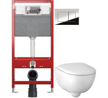 Комплект подвесной унитаз Geberit Renova Compact 500.803.00.1 + система инсталляции Tece 9300302 + 9240401