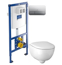 Комплект подвесной унитаз Geberit Renova Compact 500.803.00.1 + система инсталляции Villeroy & Boch 92246100 + 92249061