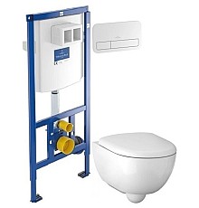 Комплект подвесной унитаз Geberit Renova Compact 500.803.00.1 + система инсталляции Villeroy & Boch 92246100 + 92249068