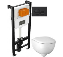 Комплект подвесной унитаз Geberit Renova Compact 500.803.00.1 + система инсталляции Jacob Delafon E24156-NF + E20859-7-BMT